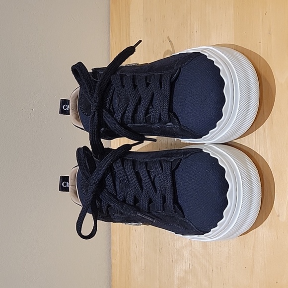 Chloe Lauren Black Canvas Embroidered Logo Sneakers - Picture 2 of 16
